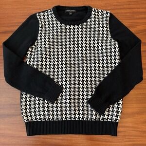 Banana Republic Houndstooth Sweater Women's Medium Black White Preppy Alabama